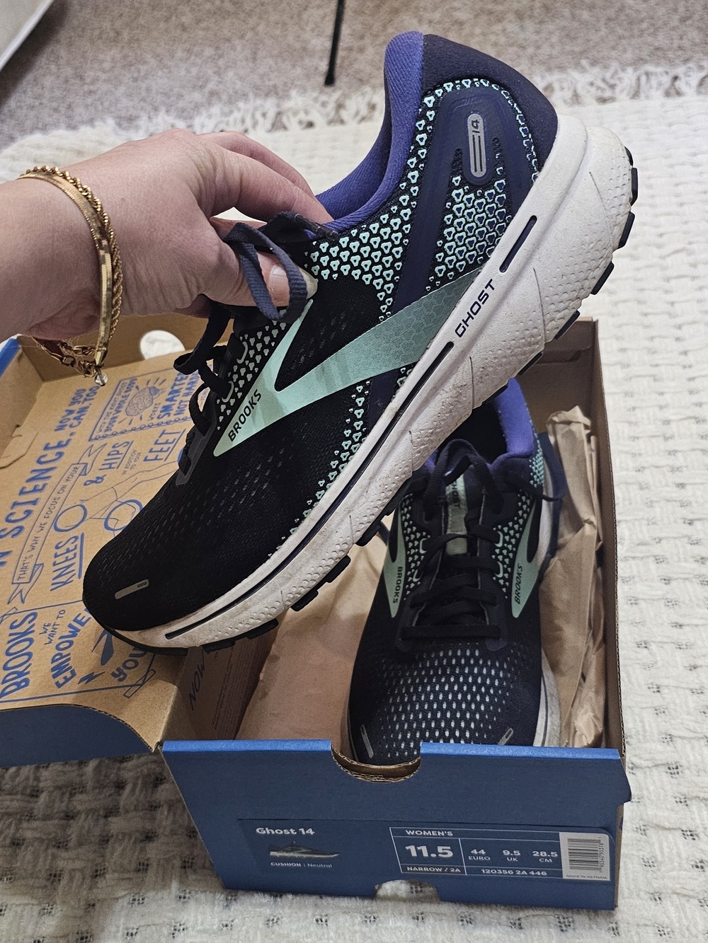 Brooks Ghost 14 Women's Running Shoes - Navy & Teal